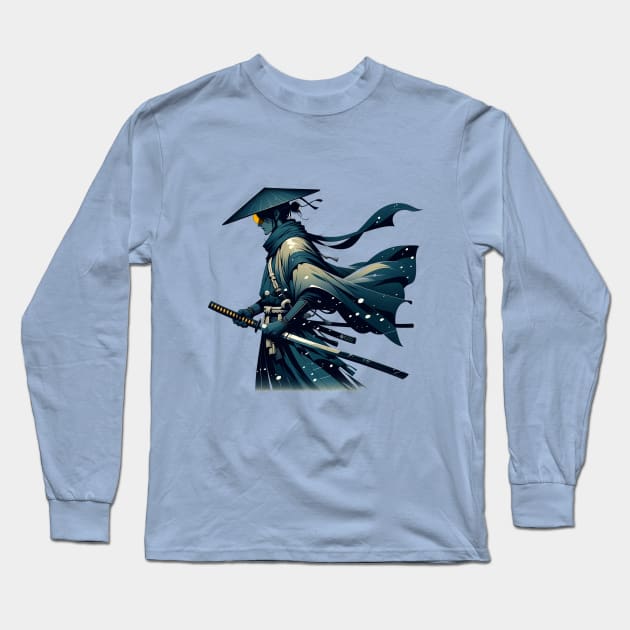 Blue Eye Samurai Vintage Style Long Sleeve T-Shirt by Retro Travel Design